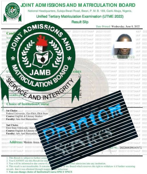 Buy Check/Print Jamb Result by Phantom Services NG on Selar.co
