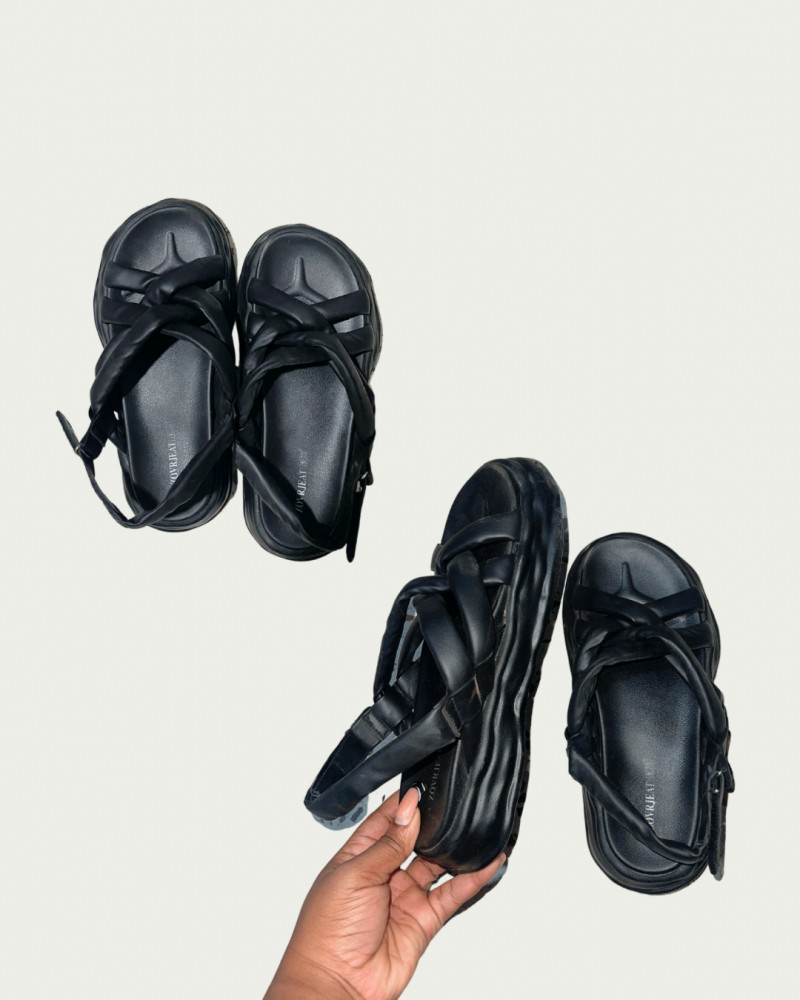 Black chunky sandals
