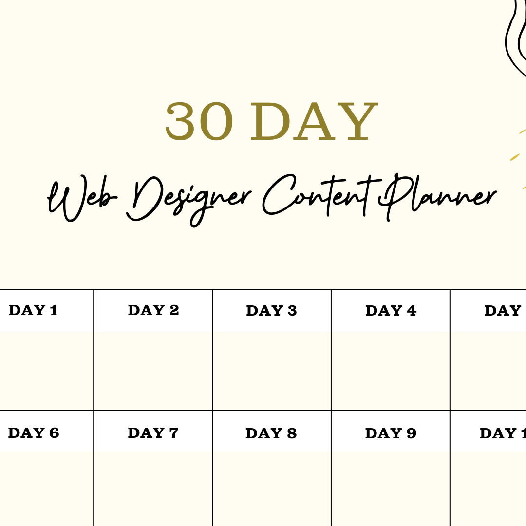 30 day Web Designer Content Planner