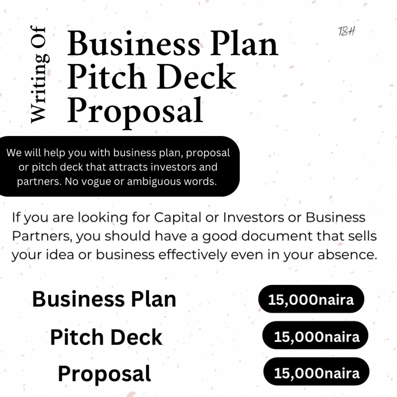 Business Plan, Proposal, Pitch Deck