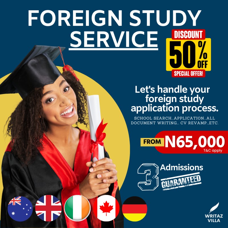 Buy Foreign Study Service Pack 60% by Writaz Villa on Selar