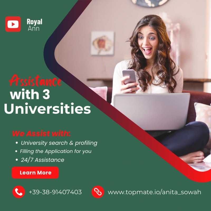 Assistance with 3 Universities Application