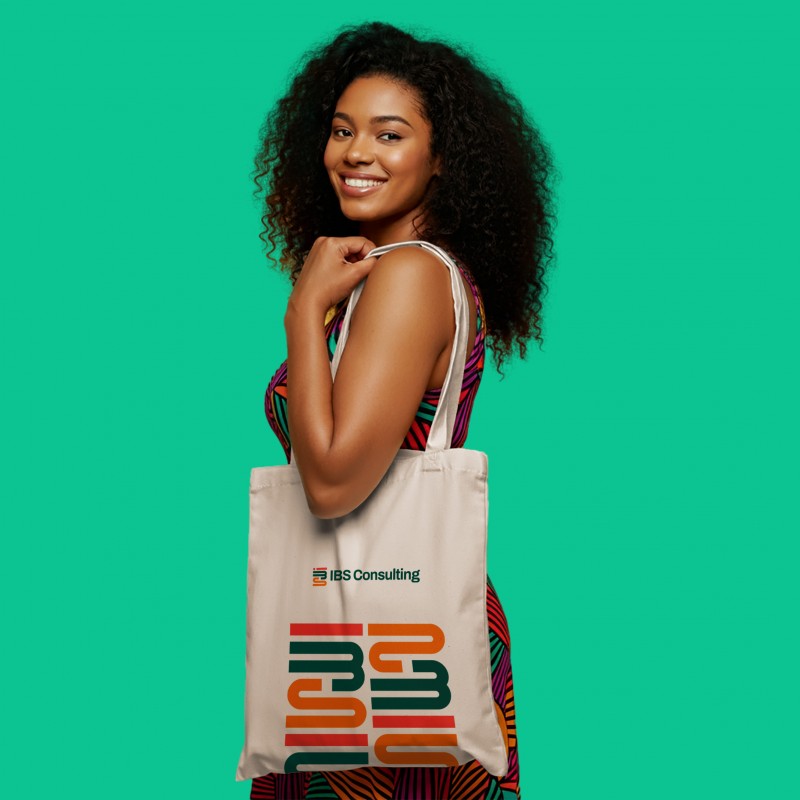 African young Woman carrying tote bag mockup