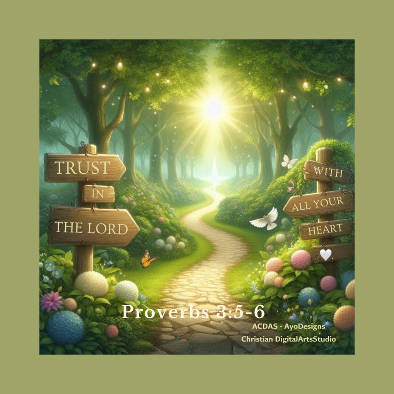 Trust In The Lord (Nature Scene)- A pdf print-ready (15 X 15 inches) digital artwork inspired by  by Proverbs 3:5-6. It's available for immediate download and use as wall art decor.
