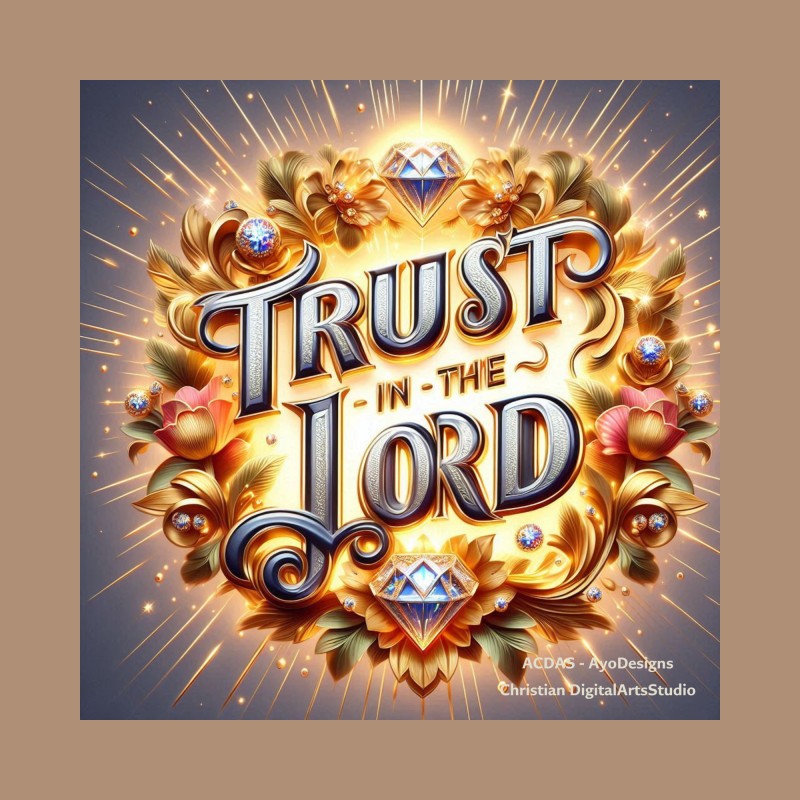 Trust In The Lord(Logo) - A pdf print-ready (15 X 15 inches) digital artwork inspired by  by Proverbs 3:5-6. It's available for immediate download and use as wall art decor.