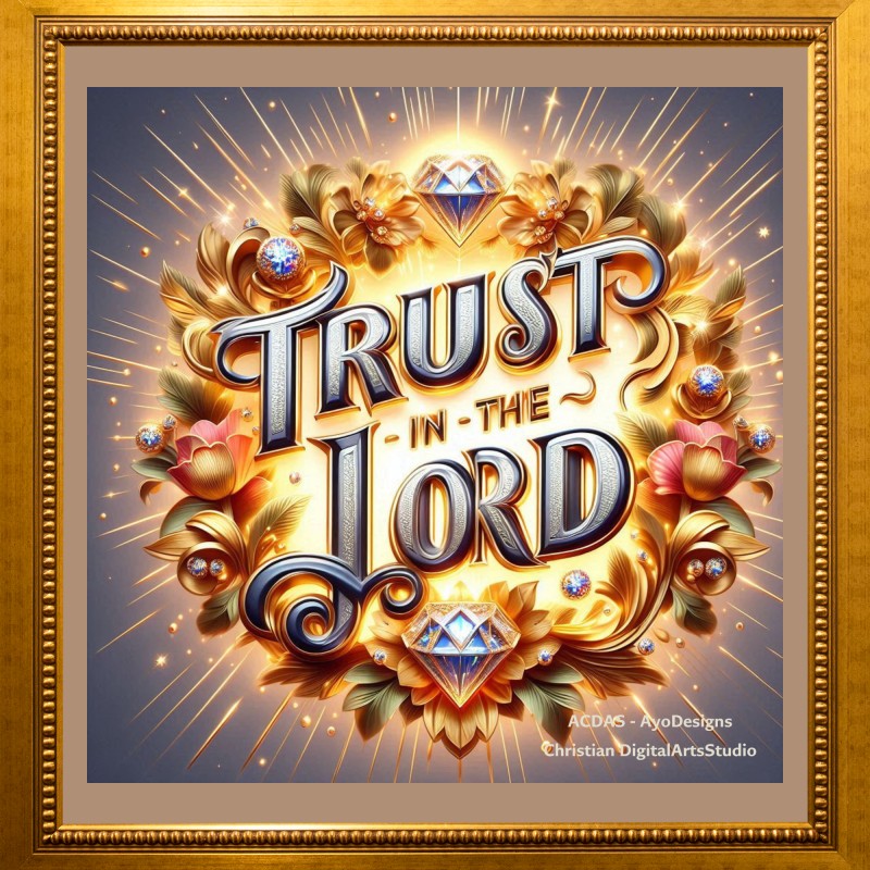 Trust In The Lord(Logo) - A photo frame (15 X 15 inches) of a digital artwork inspired by Proverbs 3:5-6. It's available for immediate purchase and delivery within 4-7 working days within Lagos.