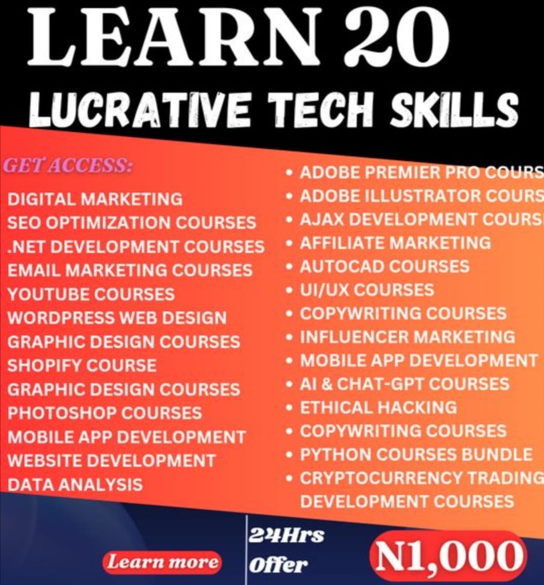 Buy LUCRATIVE TECH SKILLS COURSES by Alabi Kehinde Daniel on Selar