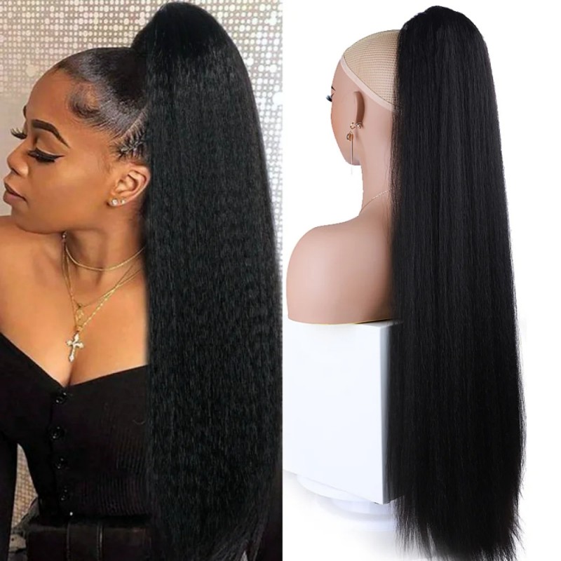 30" Kinky Straight Detachable Ponytail