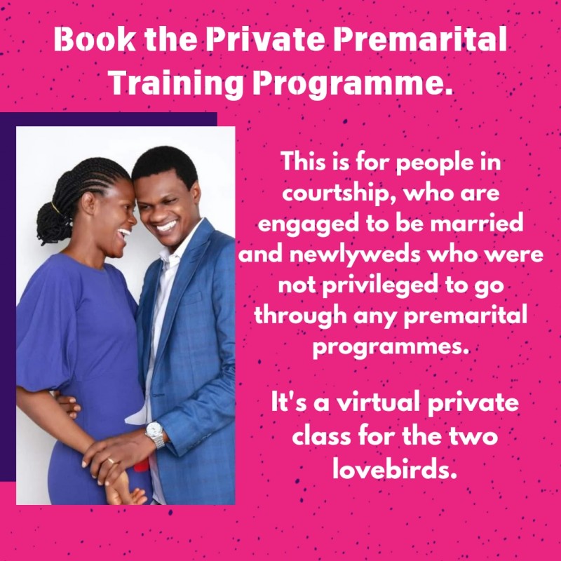 7 WEEKS PRIVATE PREMARITAL TRAINING FOR SINGLES AND NEWLYWEDS (ONLINE)