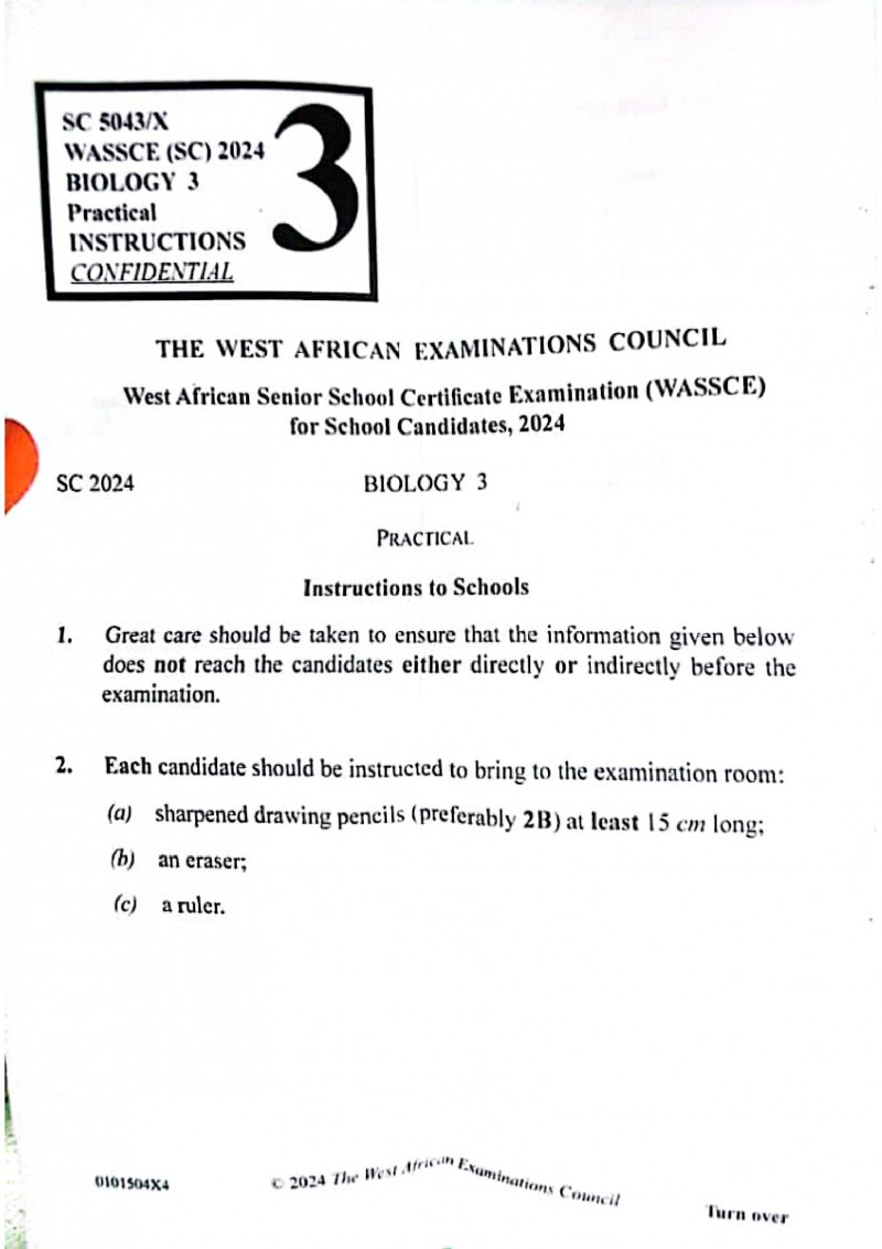GET YOUR WAEC 2025 BIOLOGY PRACTICAL SPECIMEN QUESTIONS AND ANSWERS NOW %100 SURE.