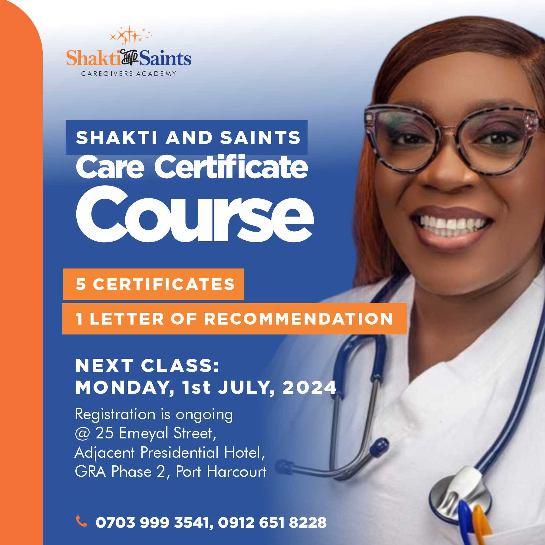 CAREGIVERS 14 DAYS TRAINING - PREMIUM CLASS - PHYSICAL CLASS ONLY