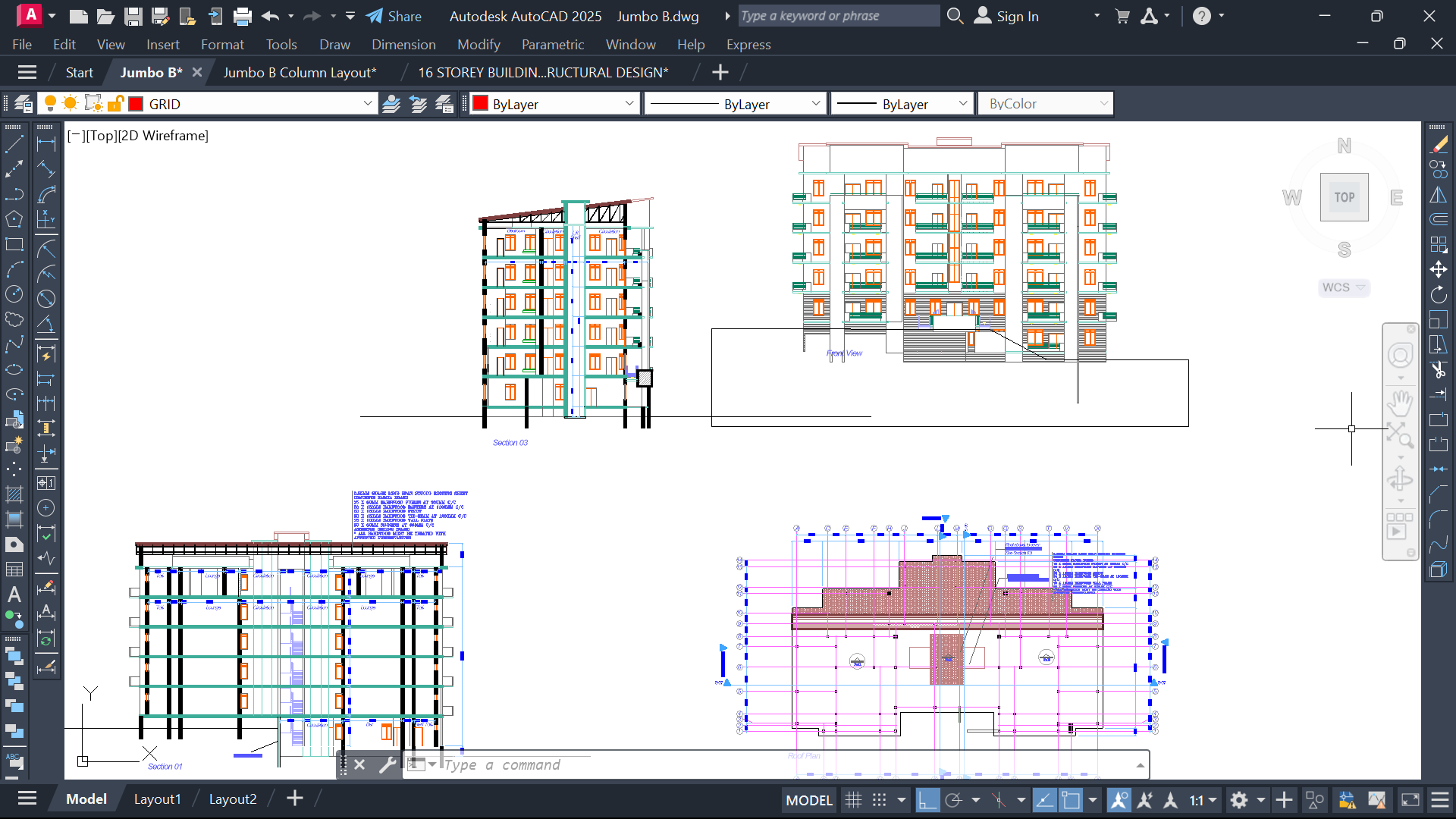4 STOREY BUILDING DESIGN WITH BASEMENT FLOOR -  CAD File
