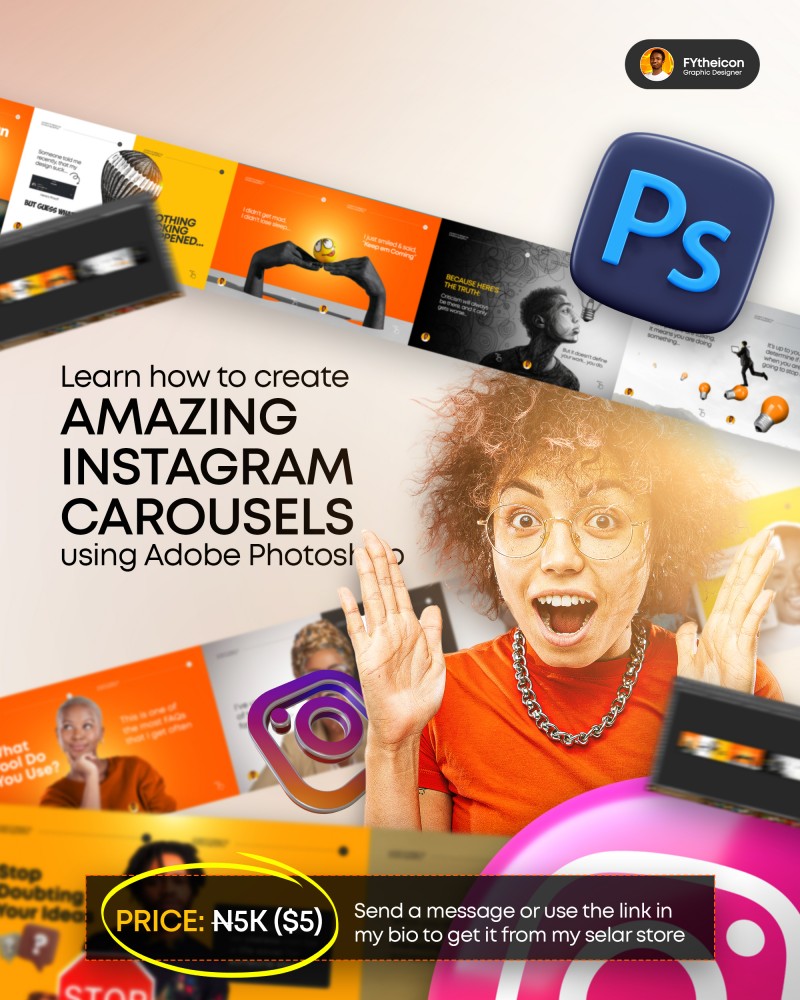 Buy Learn to Create Carousels With Photoshop by Fawwaz Yahaya on Selar