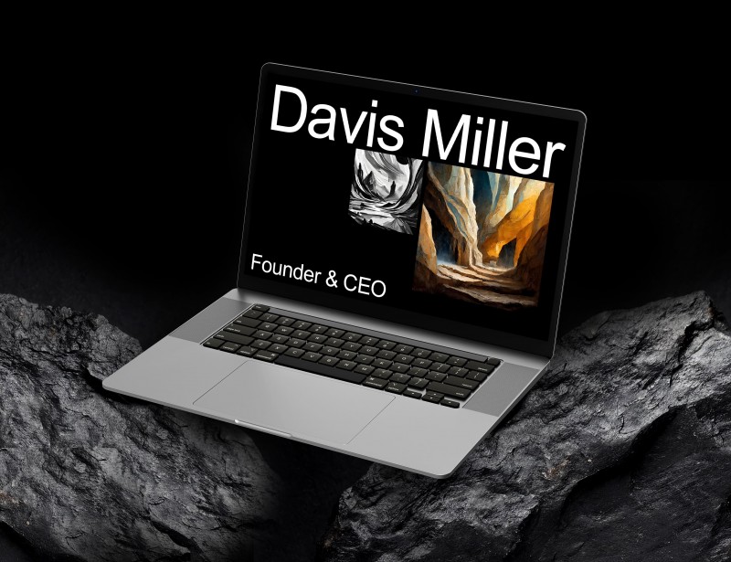 Laptop on Black Rock