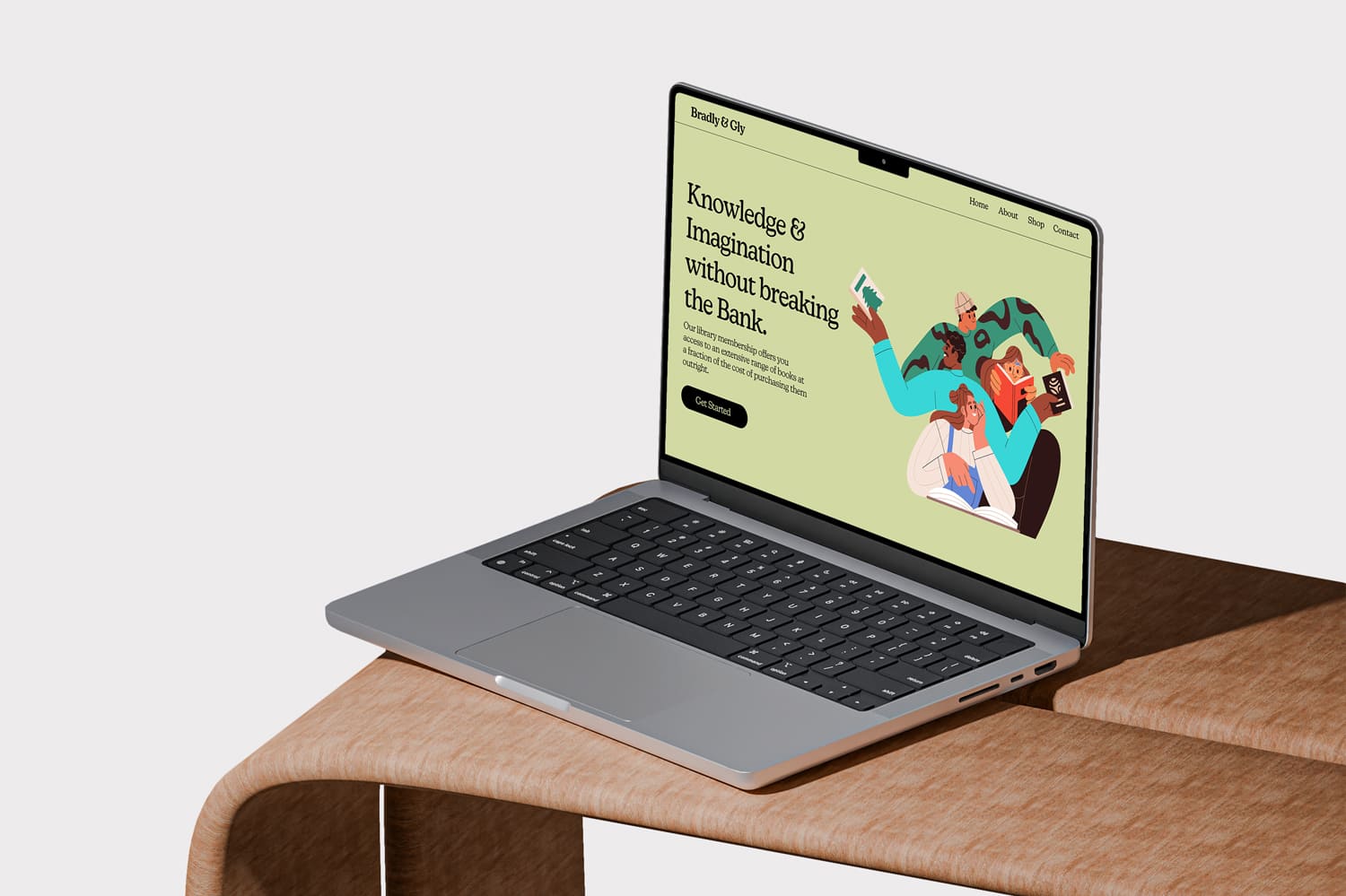Macbook on wood mockup