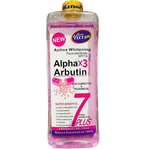 Huile Blanchissante Et Anti-acné Alpha Arbutin 3+ De Veetgold - 500 Ml - Hydratante, SPF 15