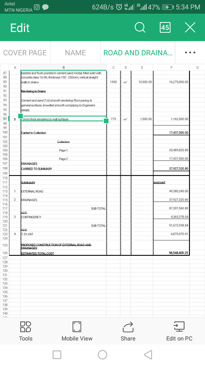 BOQ for Building and Road construction
