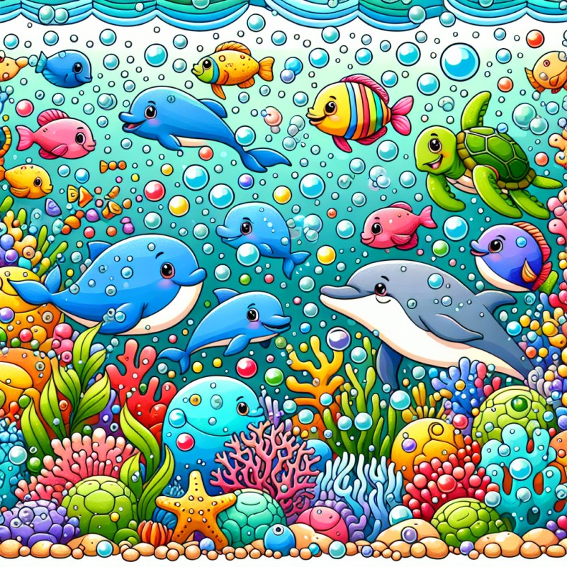 Underwater Wonders: Coloring eBook of Fish, Dolphins, and Sea Life