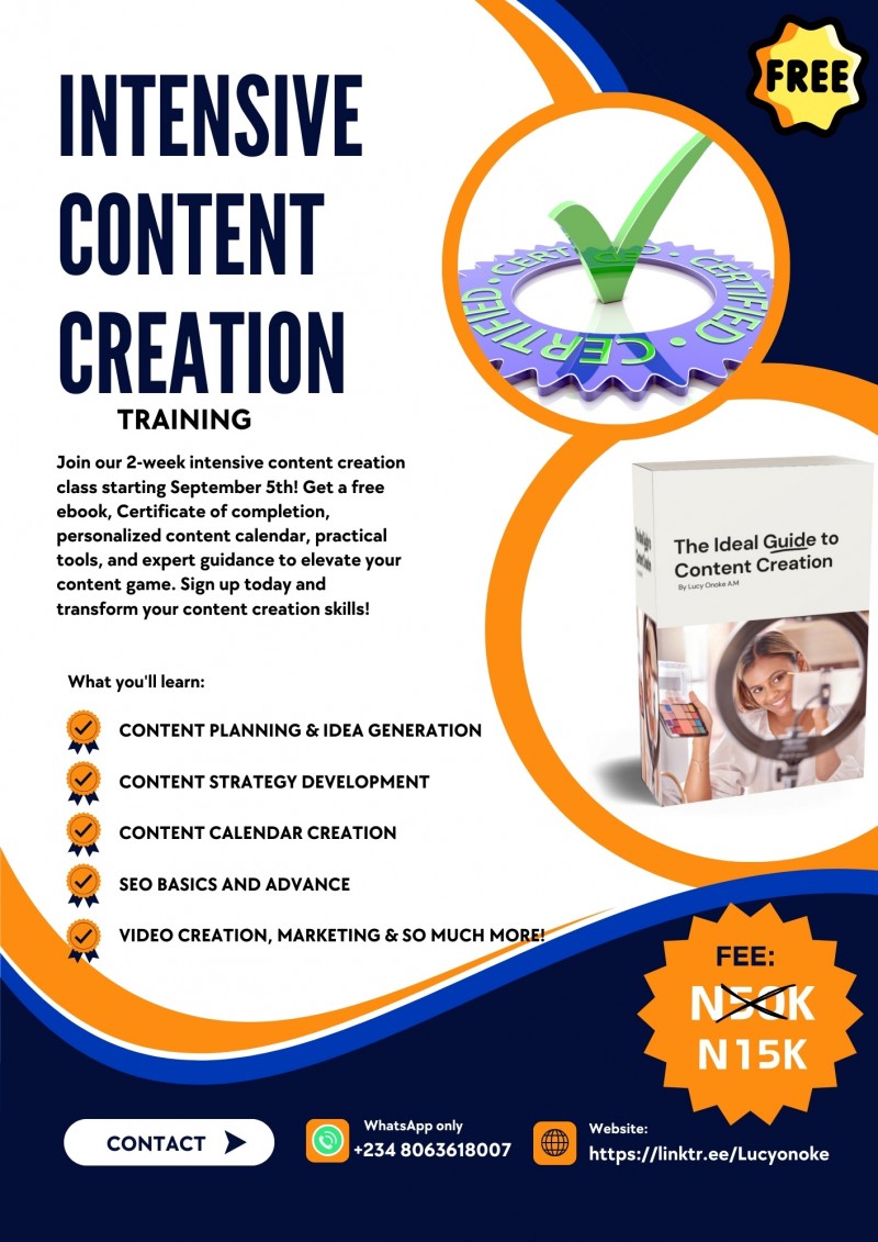 Join the Intensive content creation training.