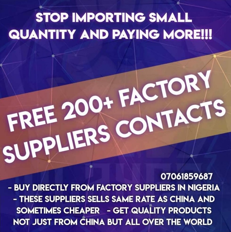 200+ Factory suppliers contact in Nigeria who sell same price as china suppliers! Save your shipping costs and buy same products Cheaper