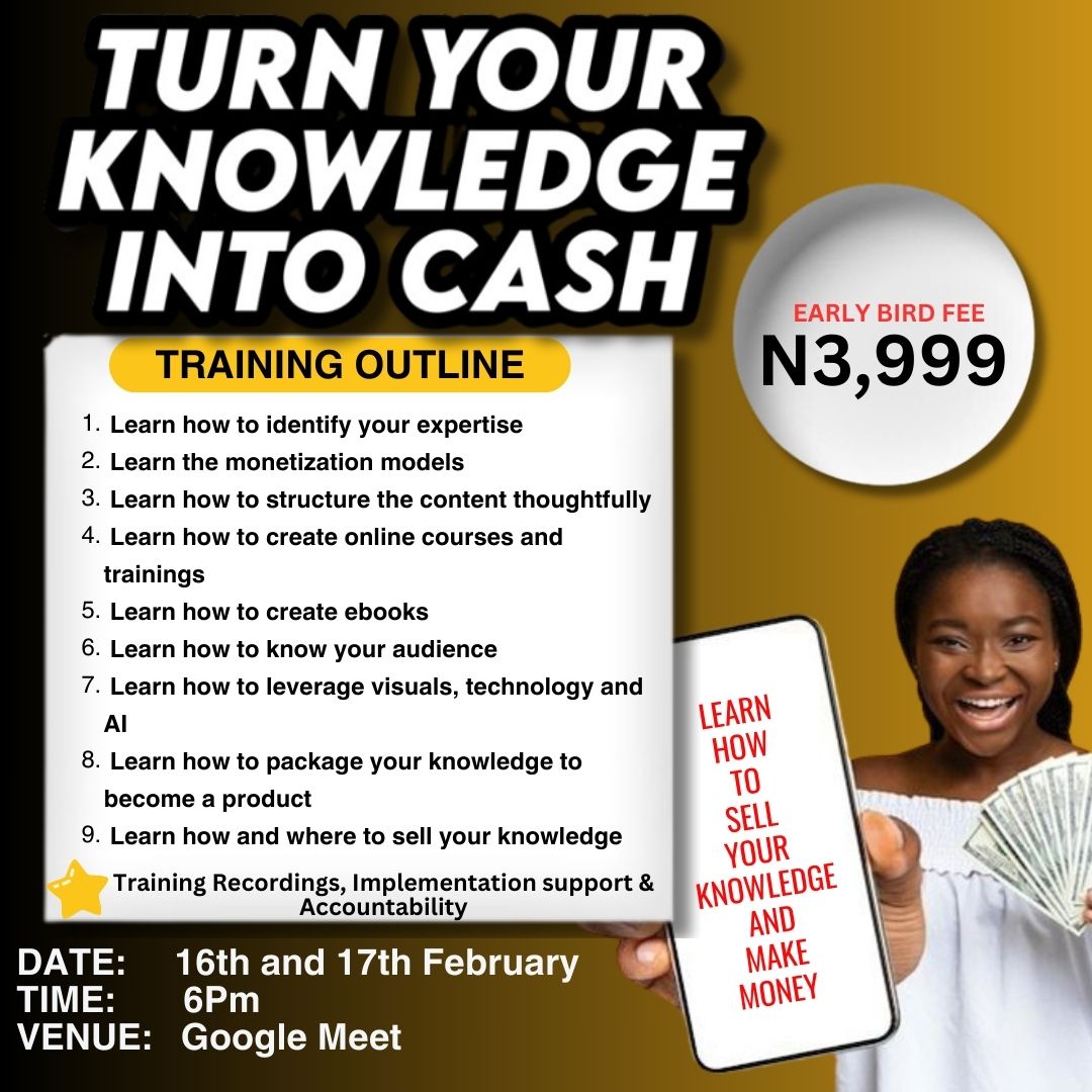TURN YOUR KNOWLEDGE INTO CASH