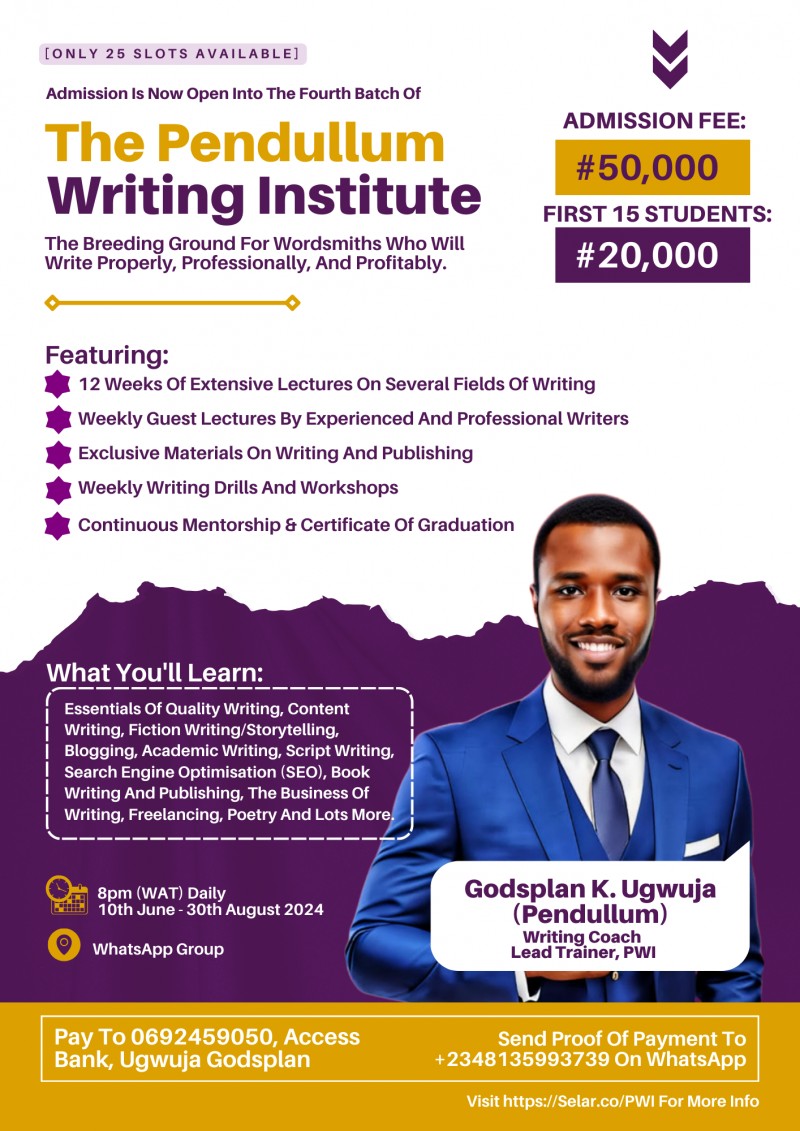 Buy The PENDULLUM WRITING INSTITUTE by Godsplan K. Ugwuja on Selar