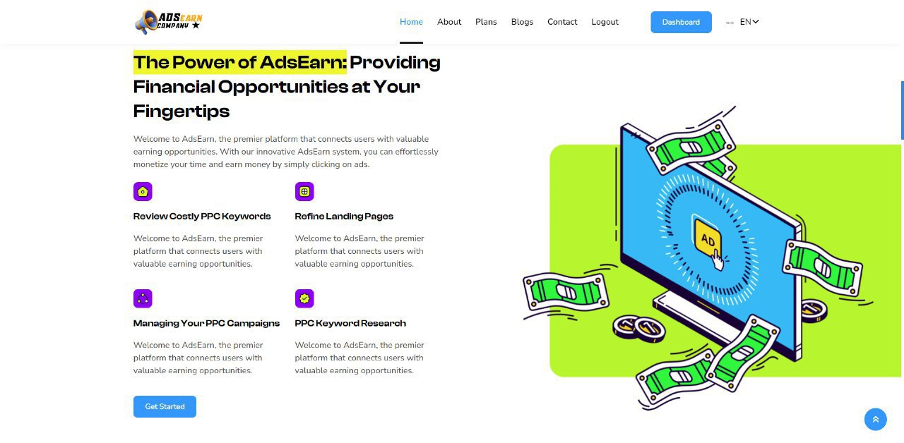 Ads Earn Company Investment Script