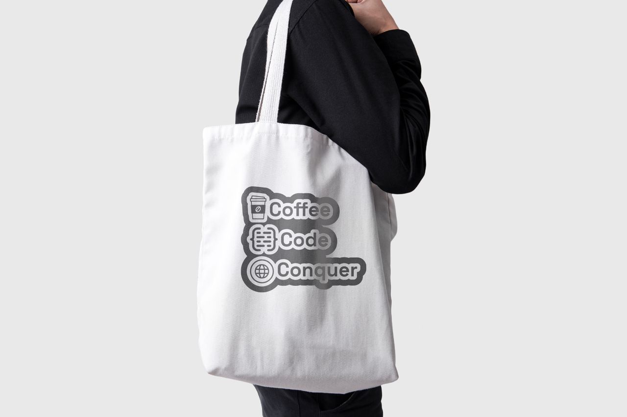Cofee Code Conquer tote bag