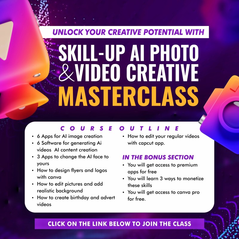 AI SKILL UP PHOTO AND VIDEO EDITING CLASS