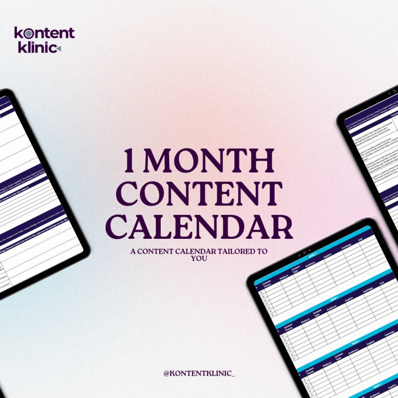 One Month Content Calendar