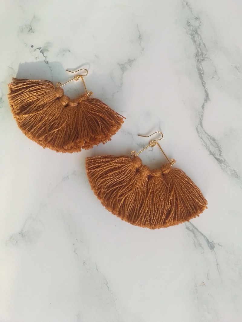 Fan-cy Earrings - Mustard