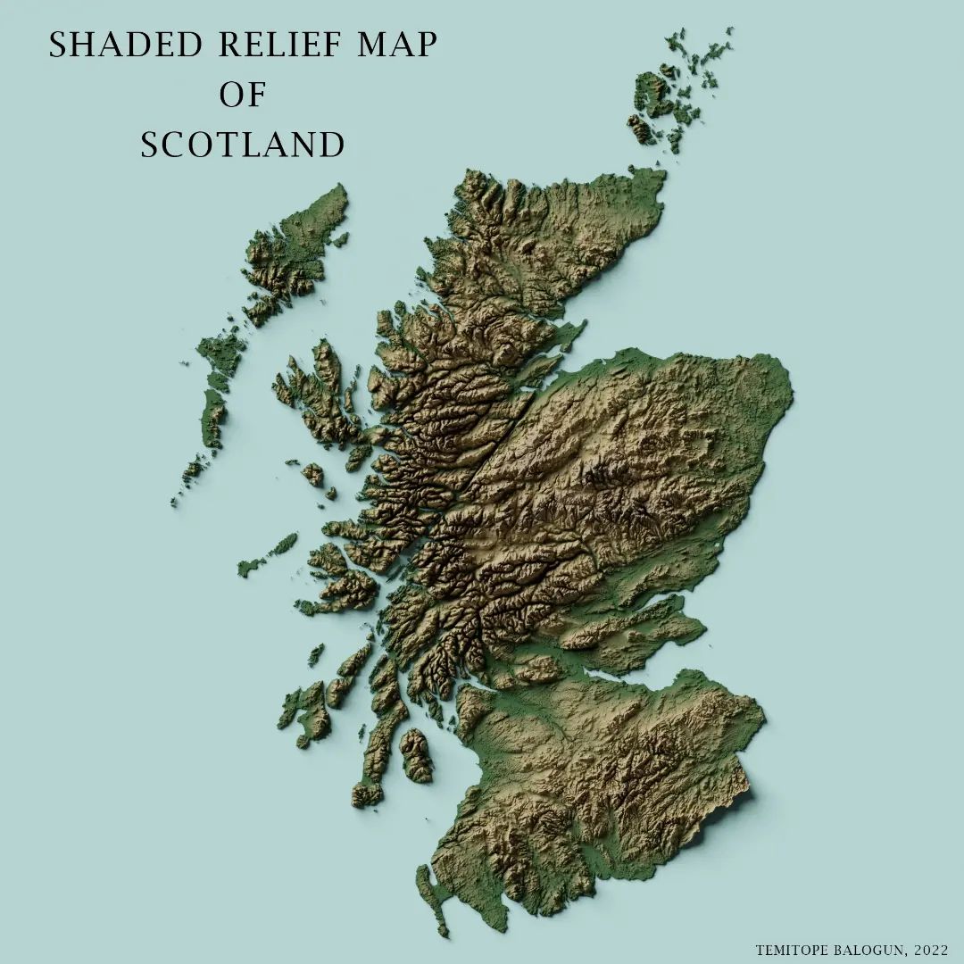 Buy Shaded Relief Map Of Scotland by Balogun Temitope on Selar