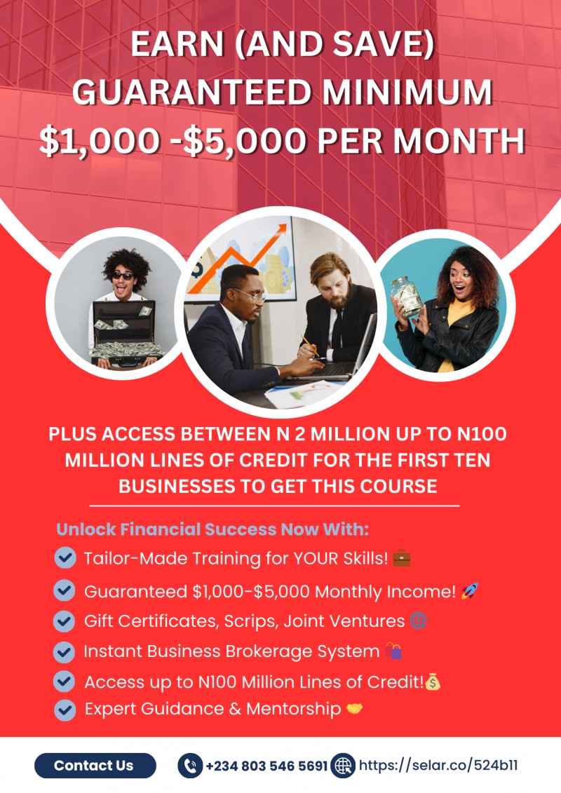Earn (And Save) Guaranteed Minimum $1,000 -$5,000 Per Month With Gift Certificate, Scrips, Joint Ventures, Instant Business Brokerage System And Business Lines Of Credit