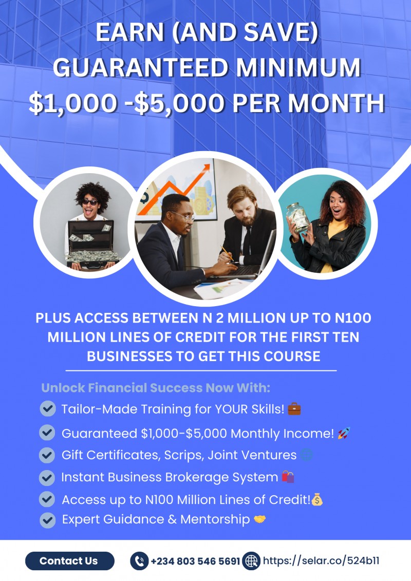 Earn (And Save) Guaranteed Minimum $1,000 -$5,000 Per Month With Gift Certificate, Scrips, Joint Ventures, Instant Business Brokerage System And Business Lines Of Credit