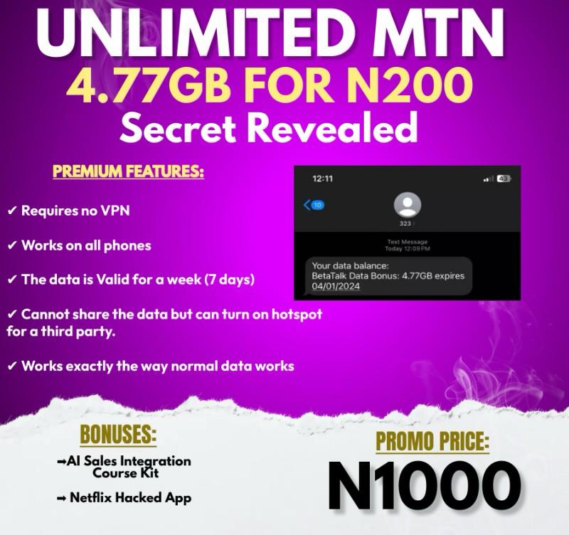 Buy HOW TO GET UNLIMITED MTN DATA TWERK by Unlimited Data Now on Selar