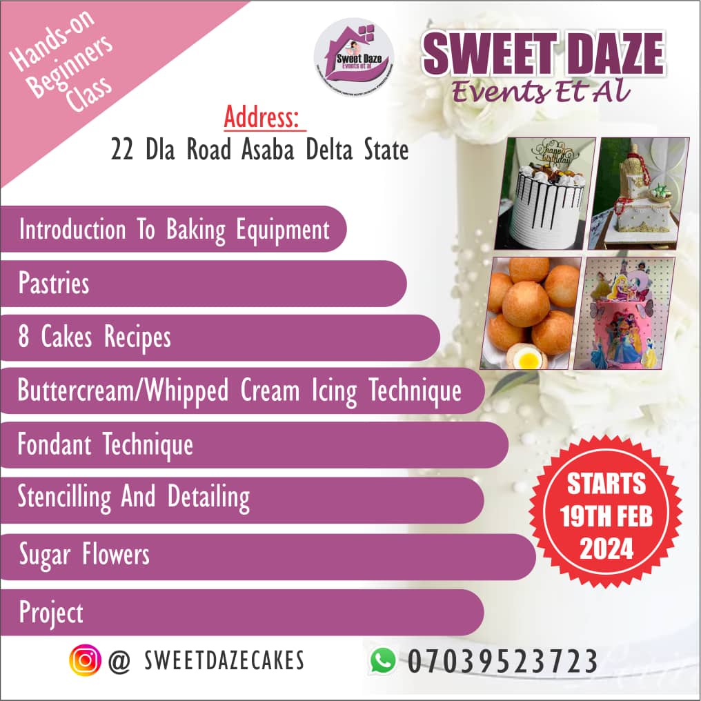 3 months Beginners class on cakes and confectionery