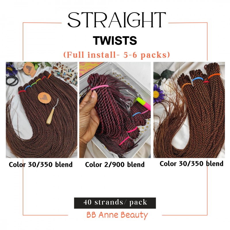 STRAIGHT CROCHET TWISTS | Full Head: 6 packs (210-240 strands)