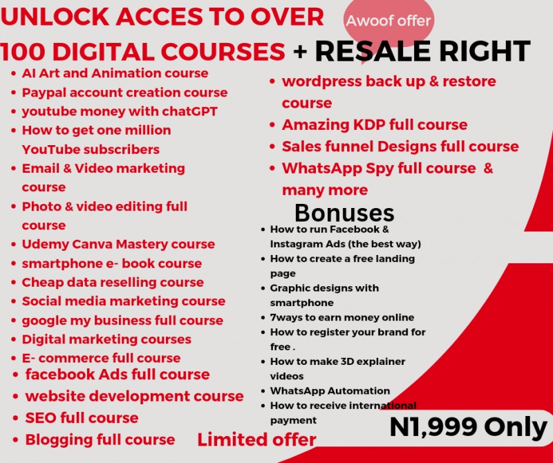100+Digital courses+ Resale Rights