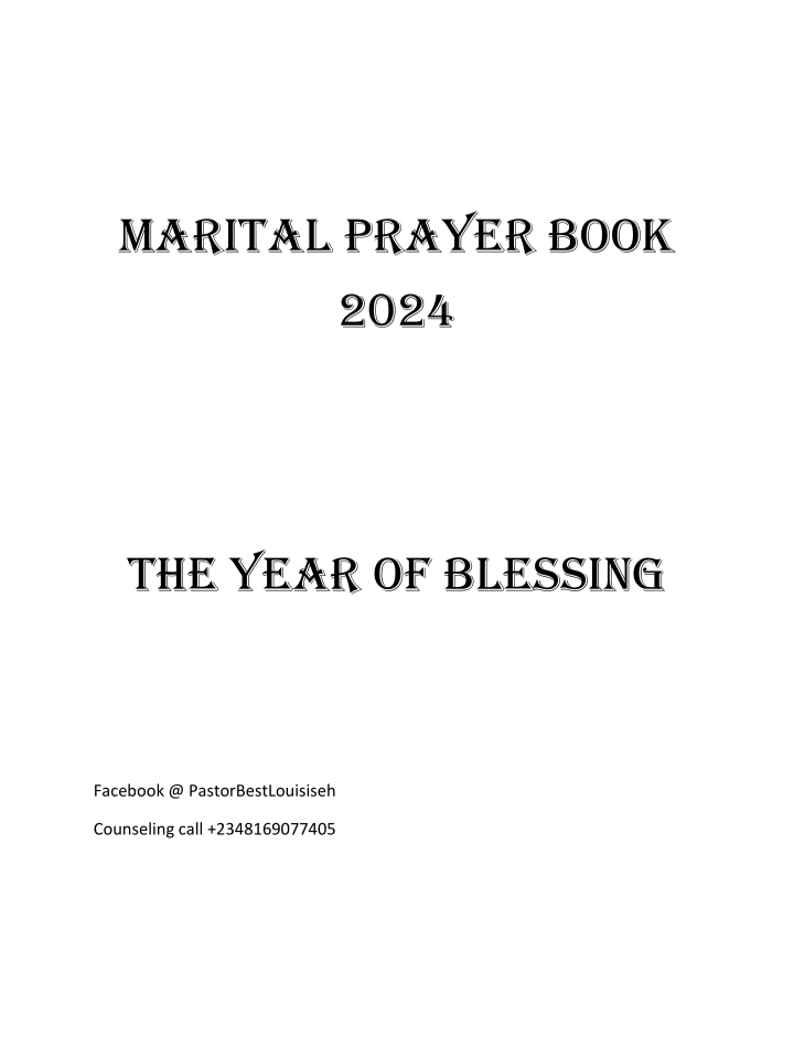 Buy 2024 marital prayer book by best louis iseh on selar