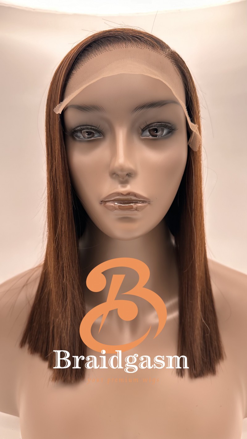 Buy 14 inches sdd human hair bone straight glueless wig with 7x7