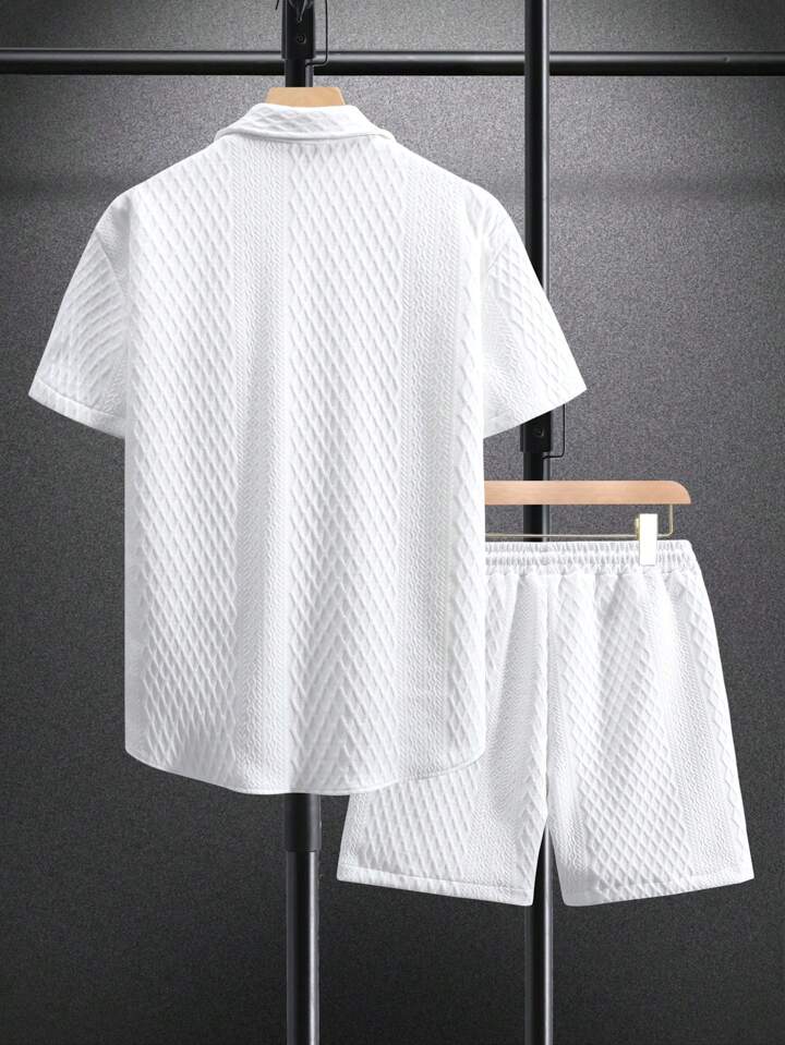Byforce Men's Plain Short Sleeve Shirt And Shorts Set