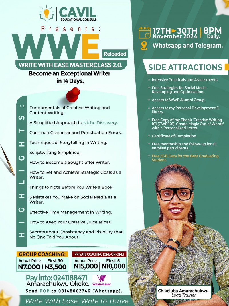 Buy Write With Ease (WWE) Masterclass 2.0. by Chikeluba Amarachukwu on ...