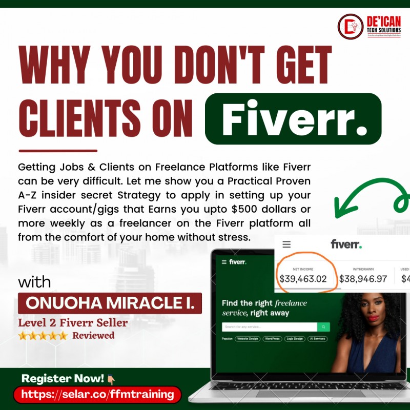 Buy ULTIMATE FIVERR MASTERCLASS TRAINING 2.0 by DE'ICAN TECH SOLUTIONS ...