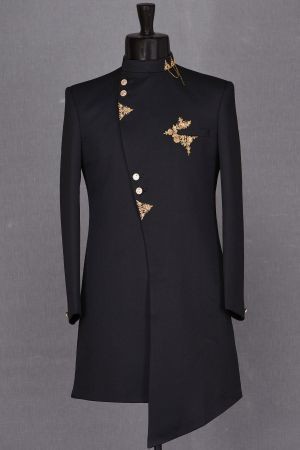 dark ash classical sherwani suit for men