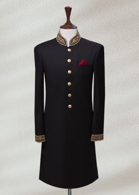 Dark blue sherwani suit for men