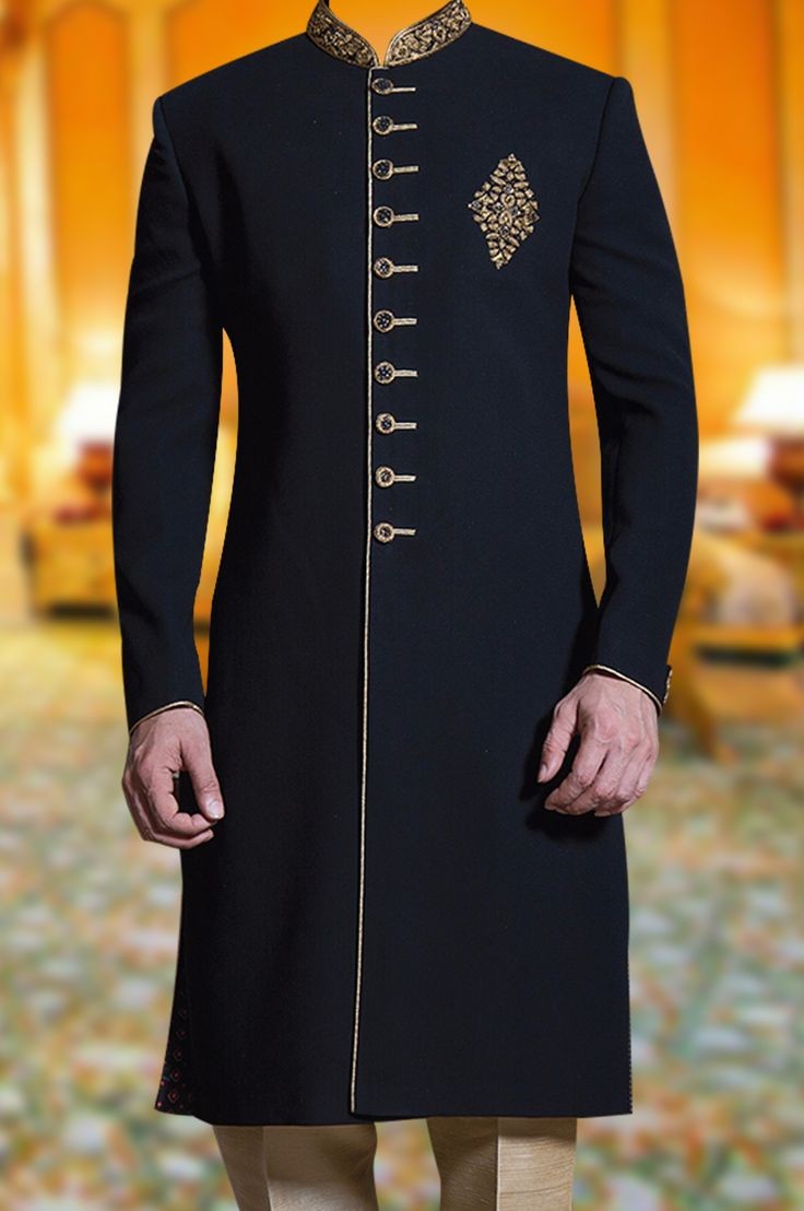 Dark Navy blue sherwani suit