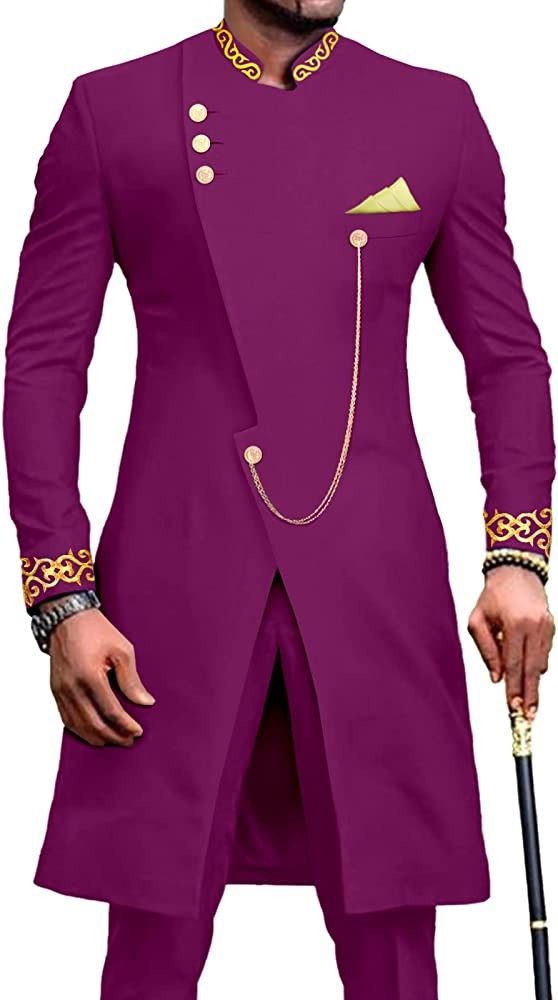 Purple double breast sherwani suit for men