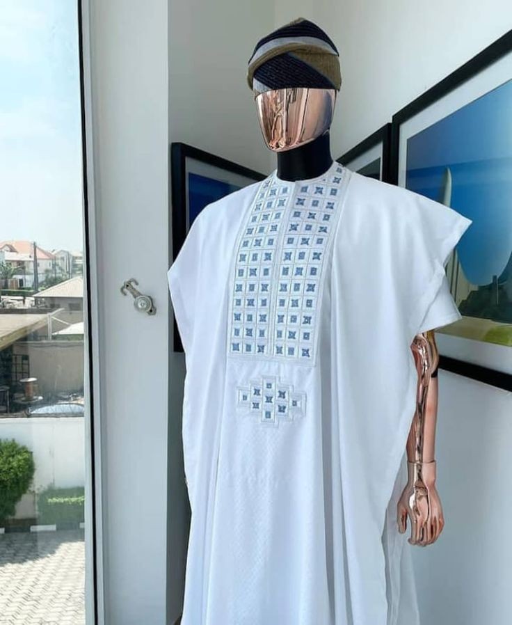 White short sleeve Agbaada for men