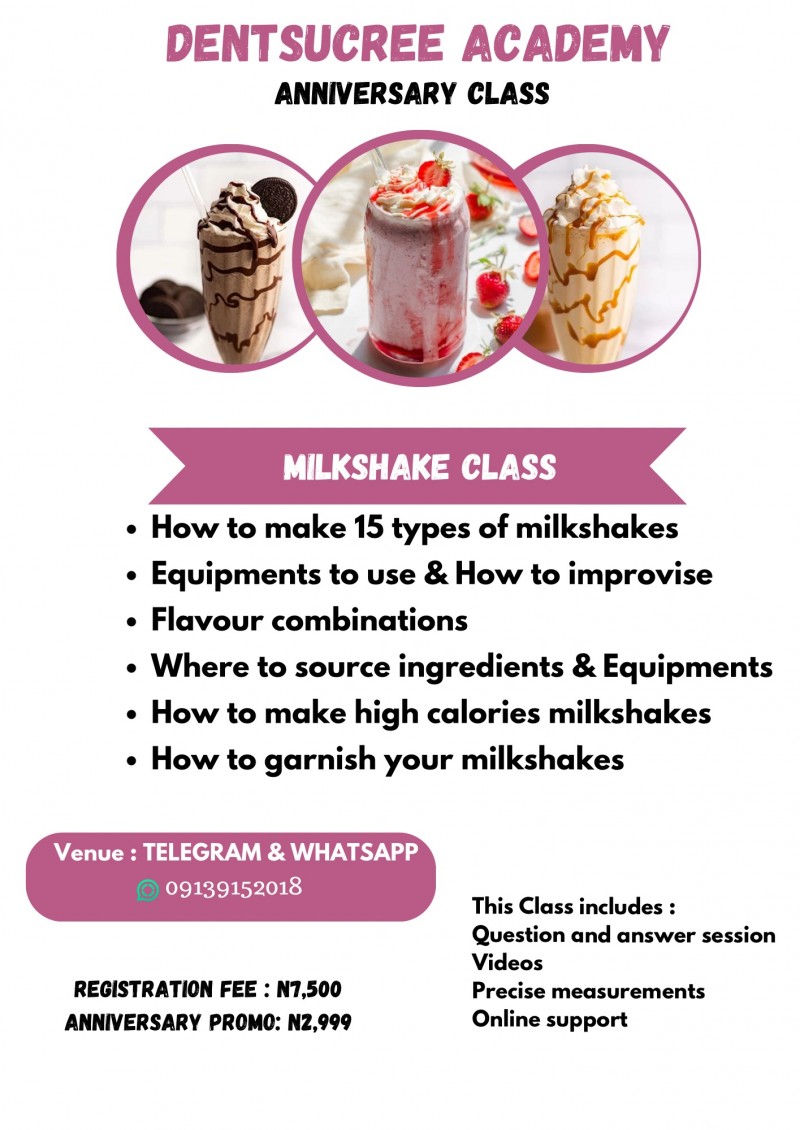 Buy ANNIVERSARY MILKSHAKE CLASS by Dentsucree Academy on Selar