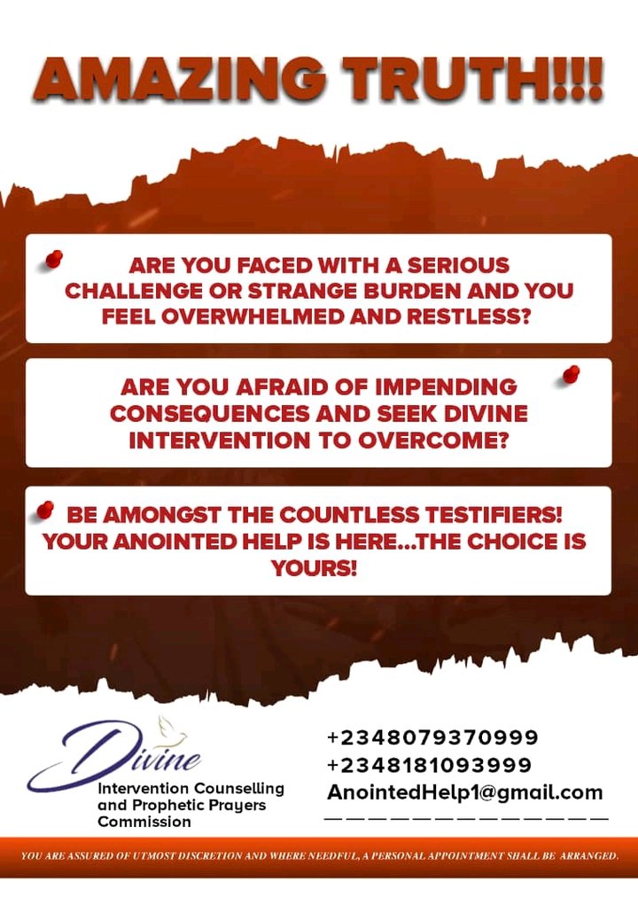 Instructive Counseling and Prophetic Prayers for Divine Intervention! (THE CHOICE IS YOURS)